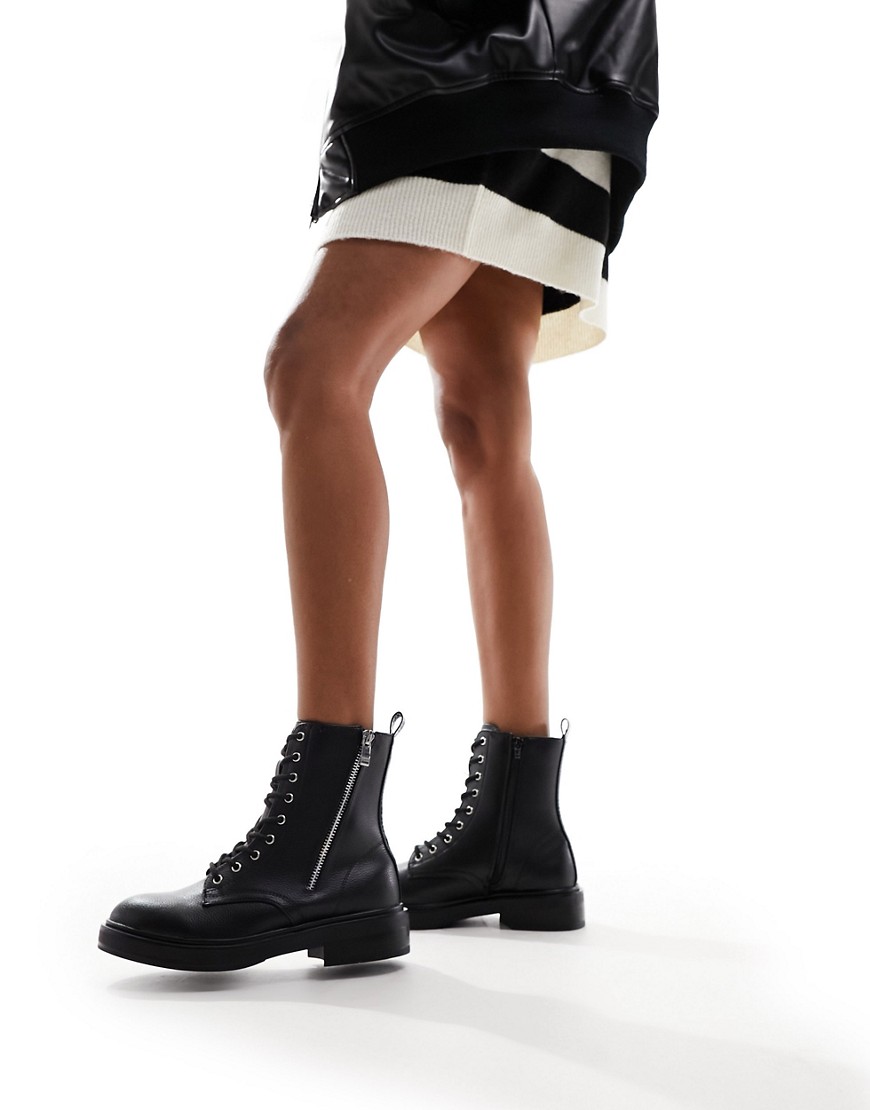 New Look lace up boots in black