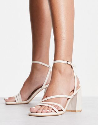 multistrap heeled sandal in off-white