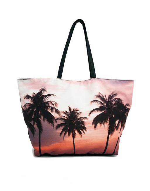 New Look | New Look Palm Tree Printed Beach Bag