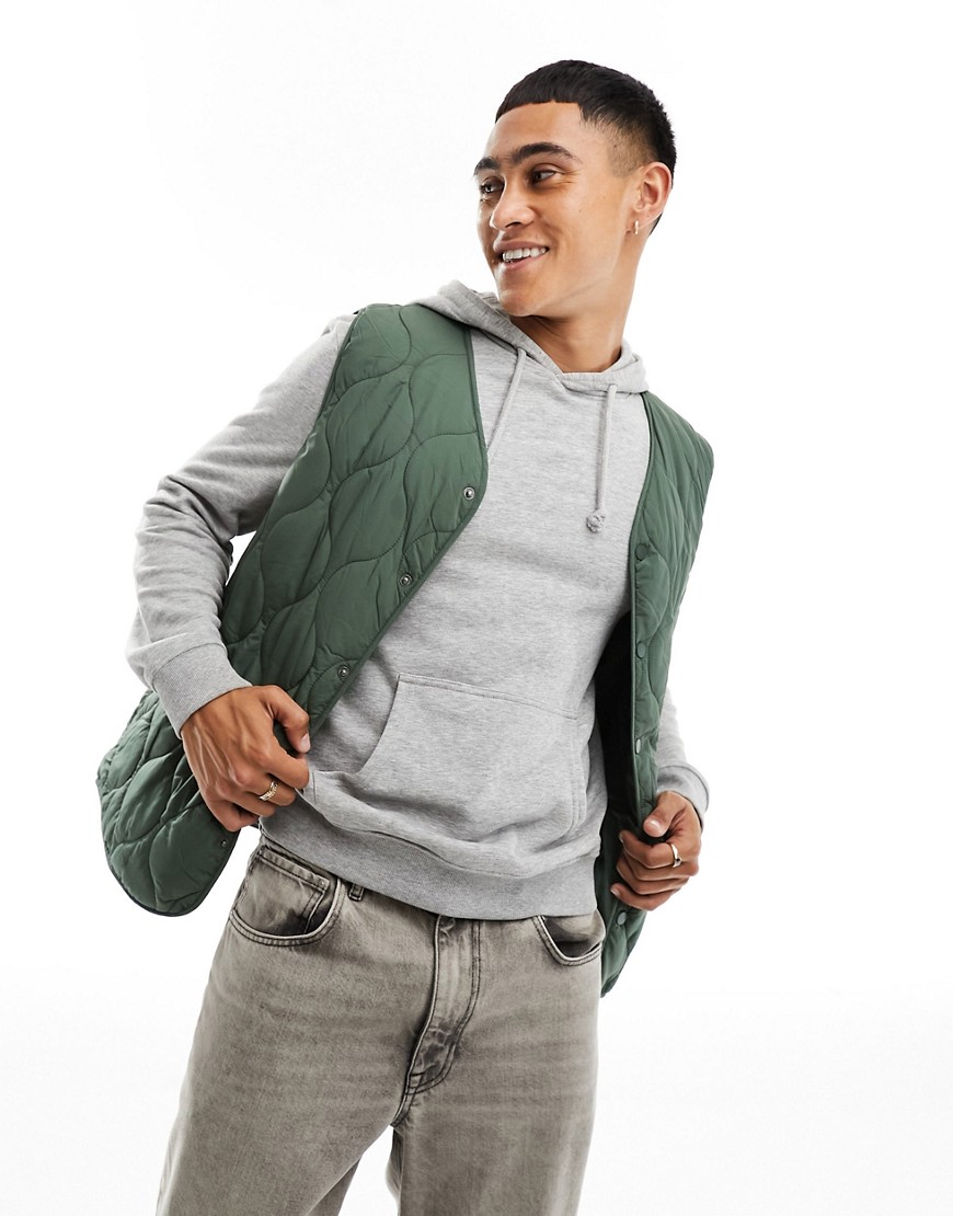 New Look quilted gilet in khaki-Green