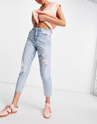 New Look ripped mom jeans in teal - Click1Get2 Promotions