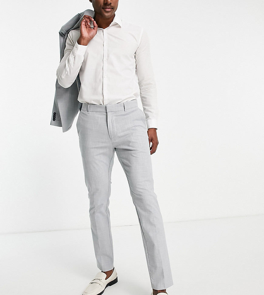 New Look skinny suit trouser in light grey check-Blue