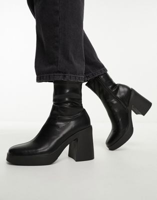 stretch sock boots in black