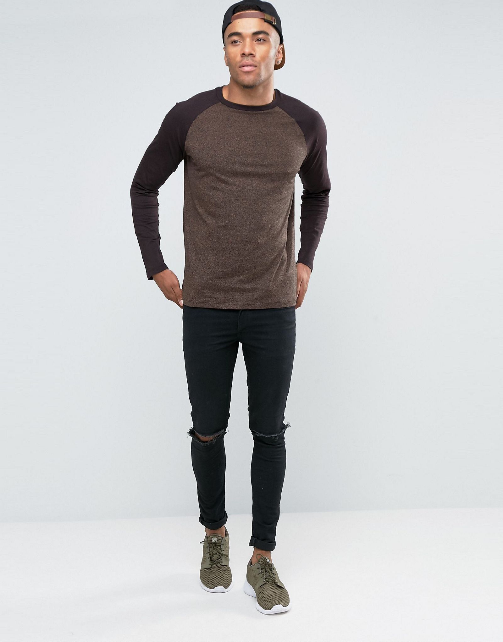 New Look T-Shirt With Long Sleeves In Brown