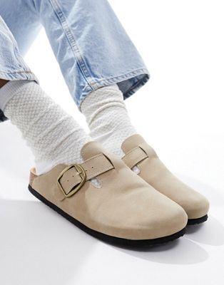unlined clog in taupe