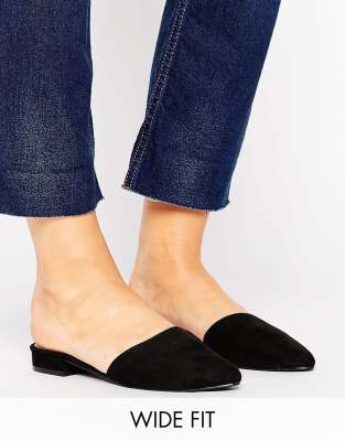 wide fit mules flat