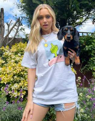 New Love Club oversized T-shirt with cactus graphic print in white - Click1Get2 Sale Trends