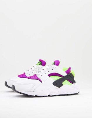 Air Huarache trainers in white purple and green
