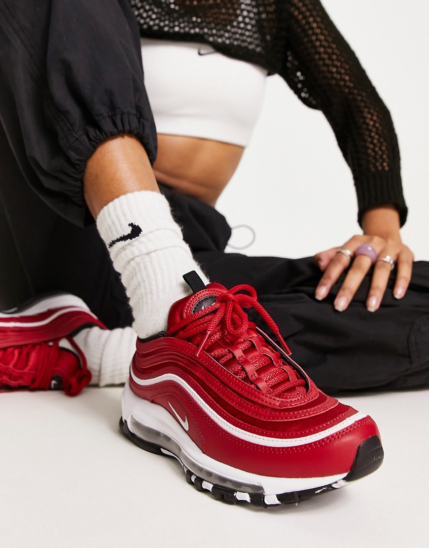 Nike Air Max 97 satin trainers in gym red