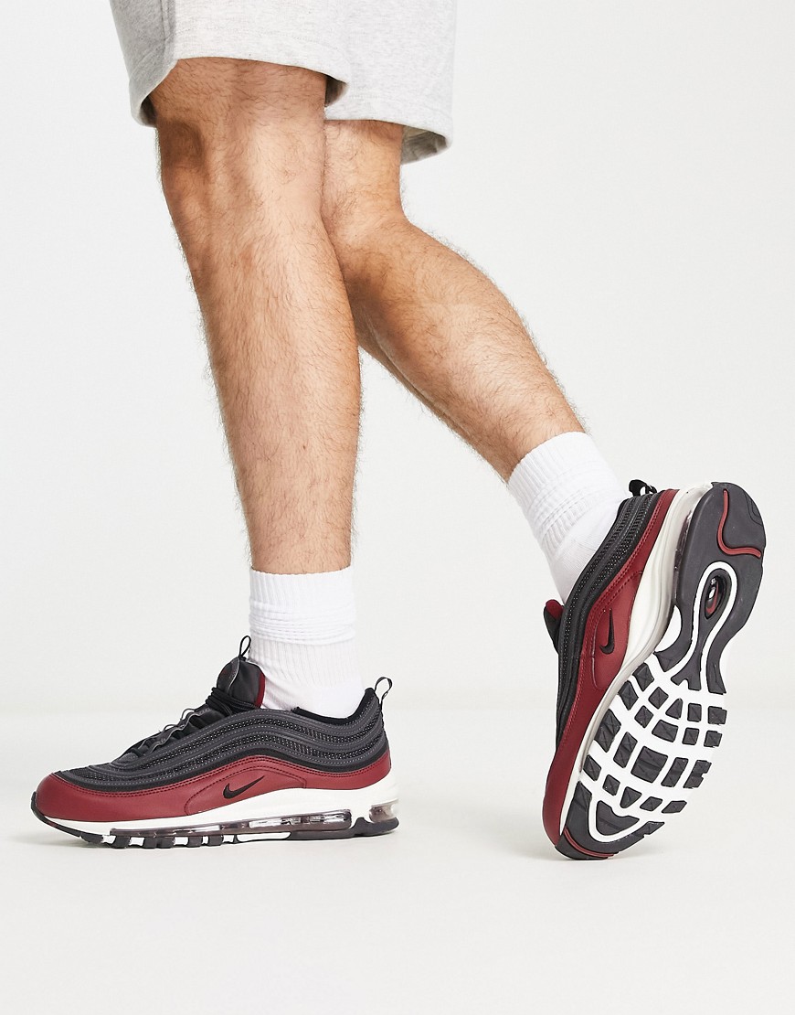 Nike Air Max 97 trainers in black and team red