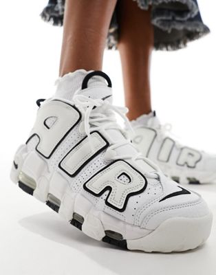 Air Uptempo trainers in white and black