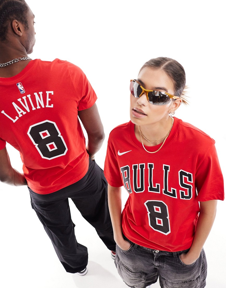 Nike Basketball NBA Unisex Chicago Bulls Zach Lavine essential t-shirt in red