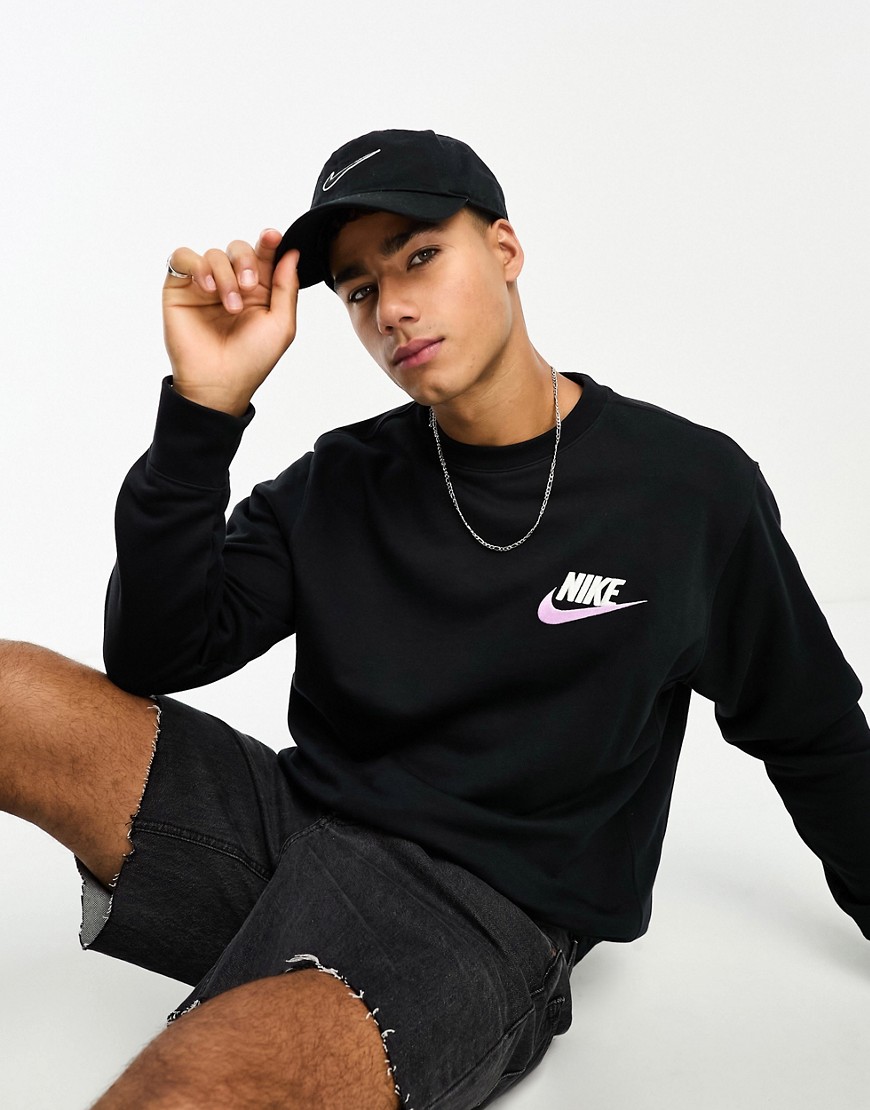 Nike Club fleece crew neck sweatshirt in black
