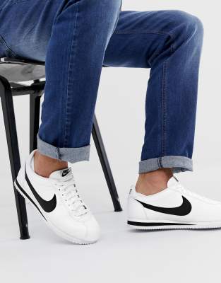 nike cortez leather trainers in white
