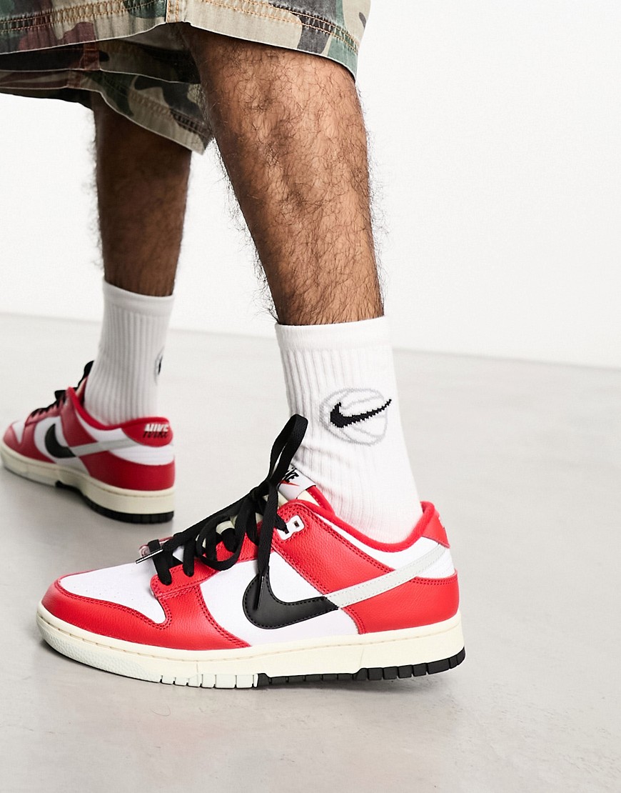 Nike Dunk Low retro premium trainers in red and white