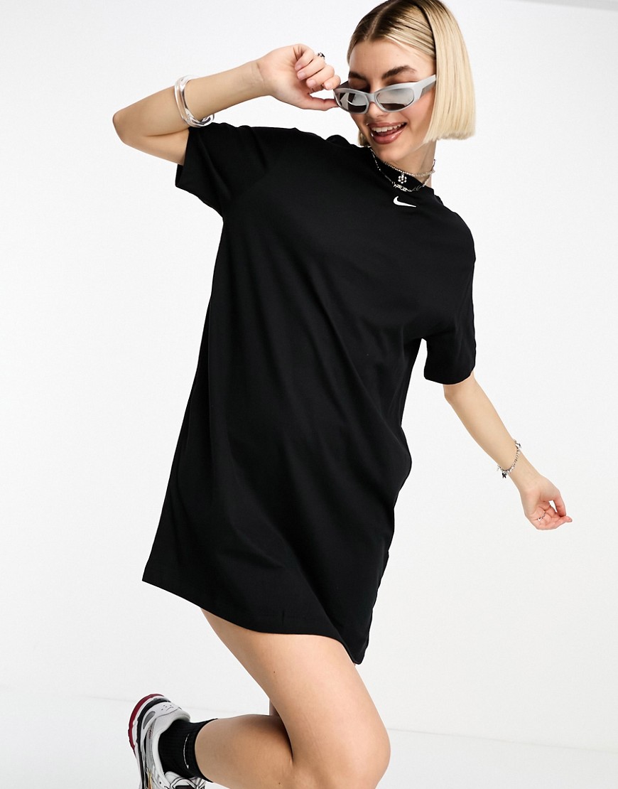 Nike Essential mini swoosh t-shirt dress in black