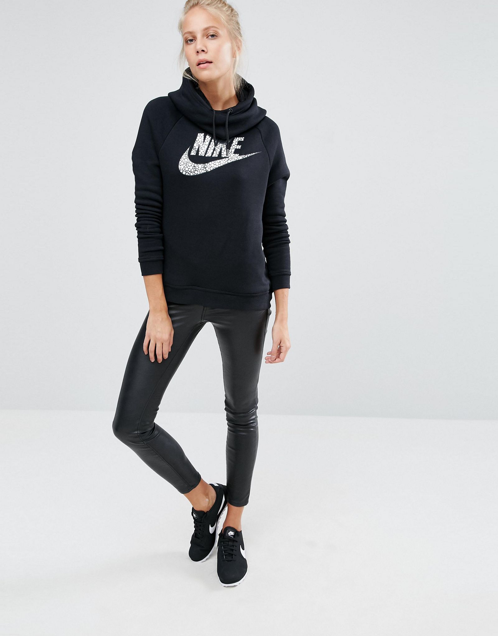 Nike Pullover Hoodie In Black With Large Metallic Futura Logo