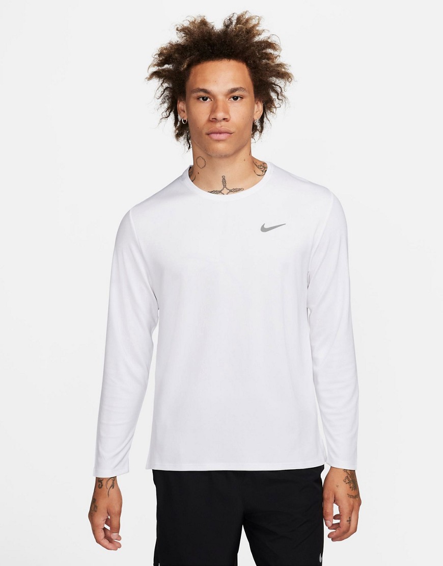 Nike Running Dri-FIT Miler long sleeve top in white