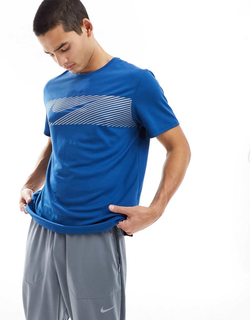 Nike Running Flash Dri-FIT Miler reflective t-shirt in blue