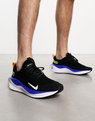 React Infinity Run 4 Flyknit trainers in black and blue