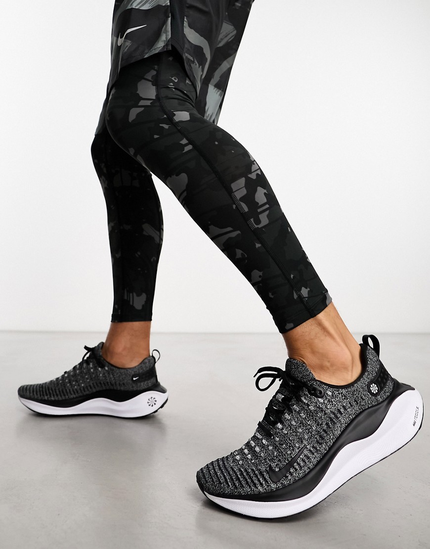 Nike Running React Infinity Run 4 Flyknit trainers in black and white