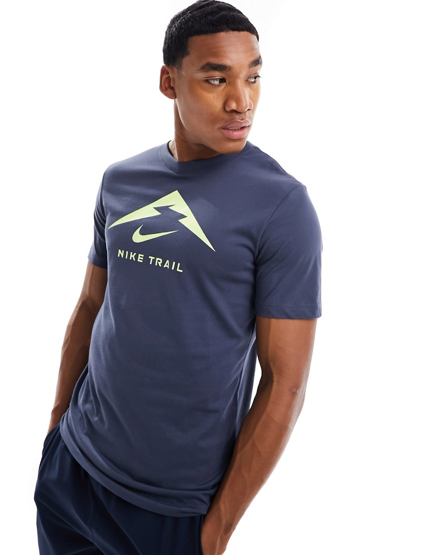 Nike Running Trail Dri-Fit graphic t-shirt in navy-Blue