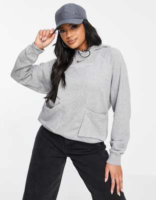 Nike Swoosh fleece hoodie in heather gray - Click1Get2 Sale