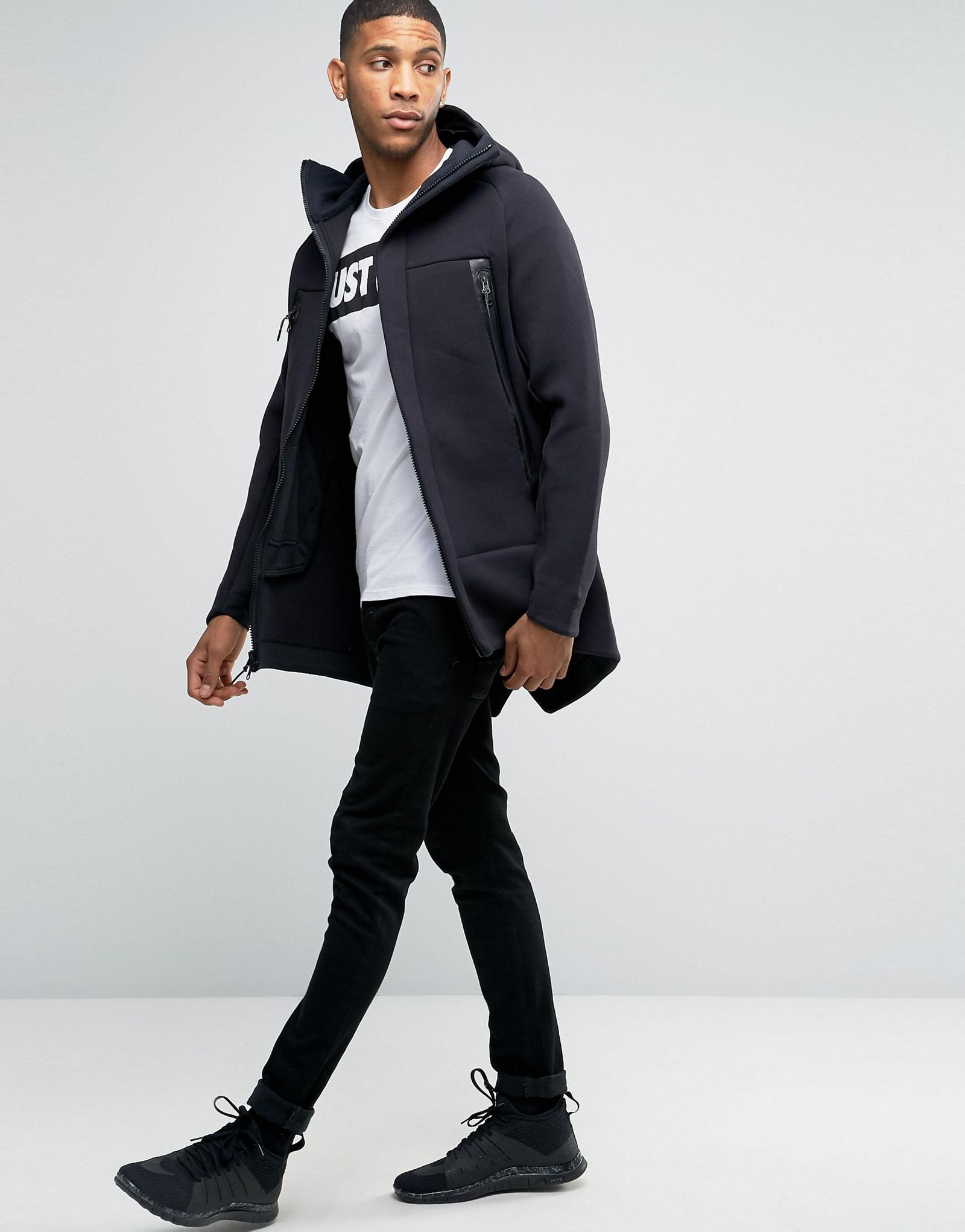Nike Tech Fleece Longline Jacket With 3M Detail In Black 805142-010