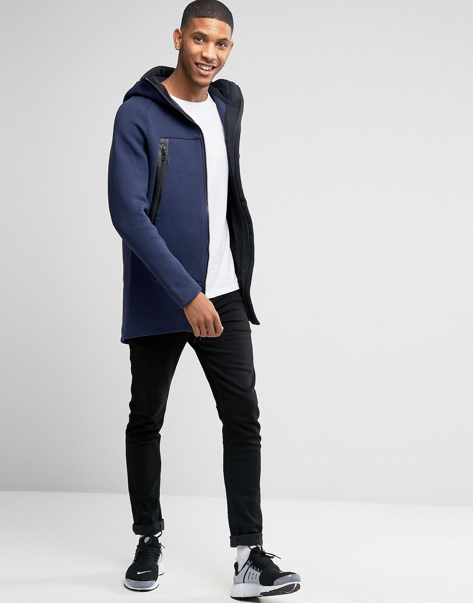 Nike Tech Fleece Longline Jacket With 3M Detail In Blue 805142-473
