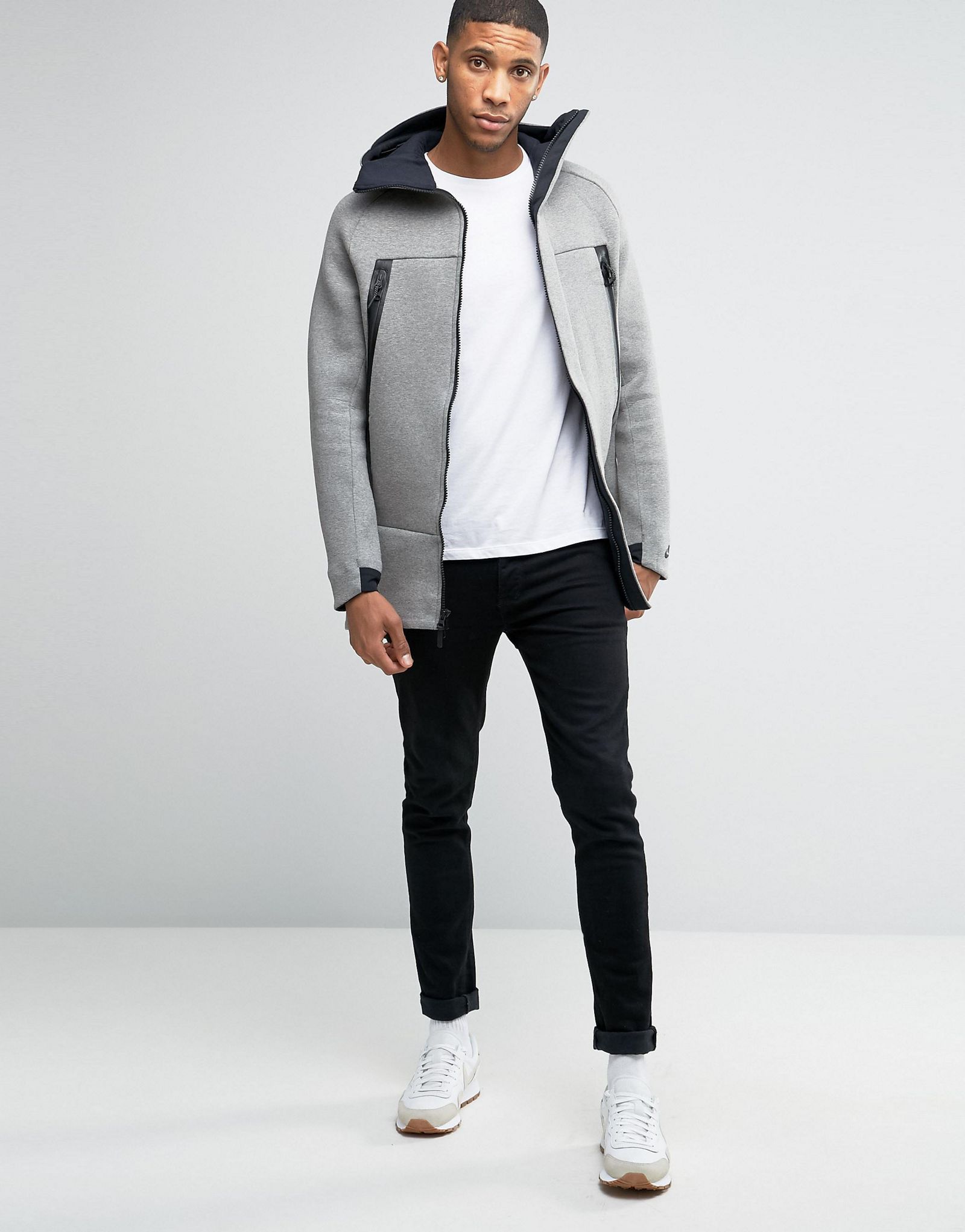 Nike Tech Fleece Longline Jacket With 3M Detail In Grey 805142-091