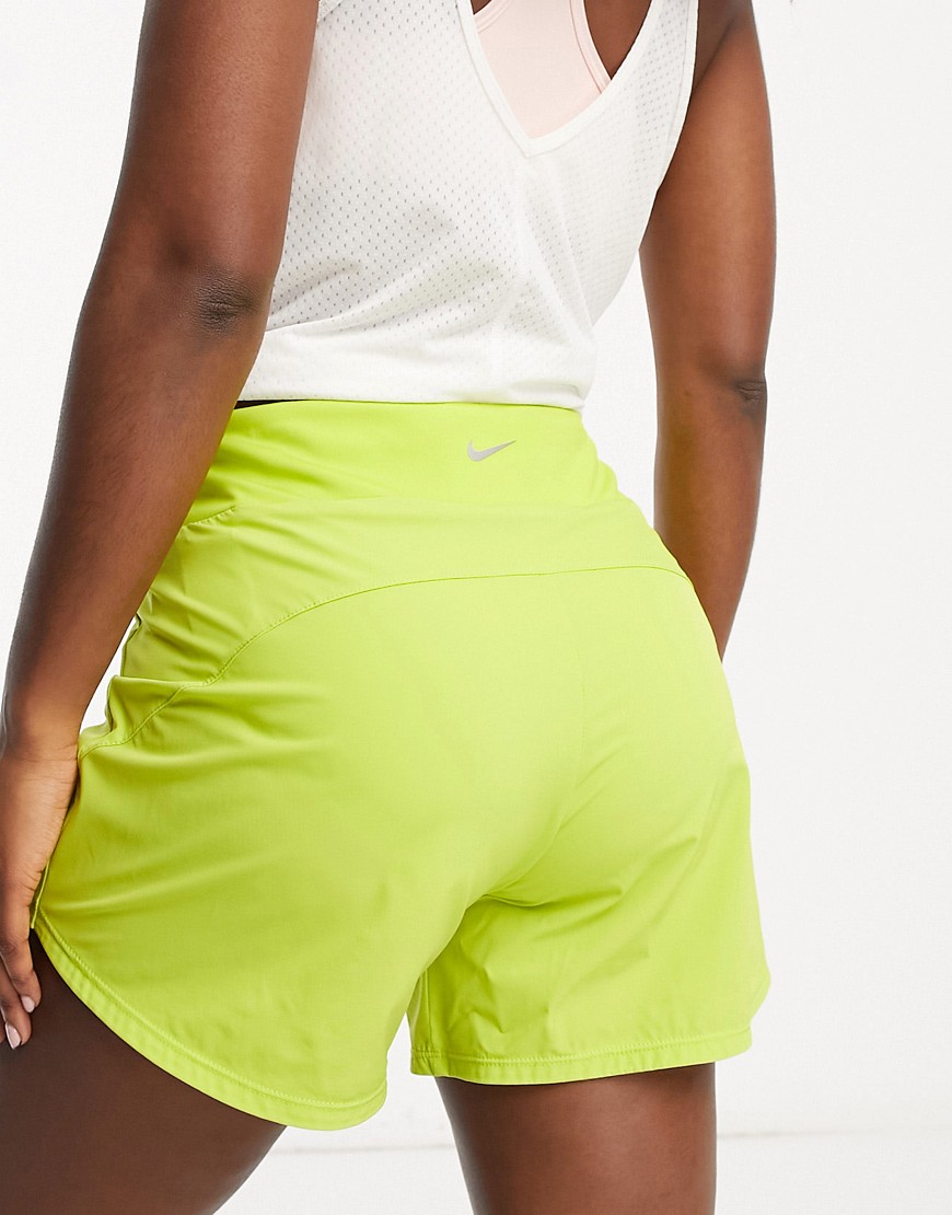 Nike Training Bliss Dri-Fit 5 inch shorts in green