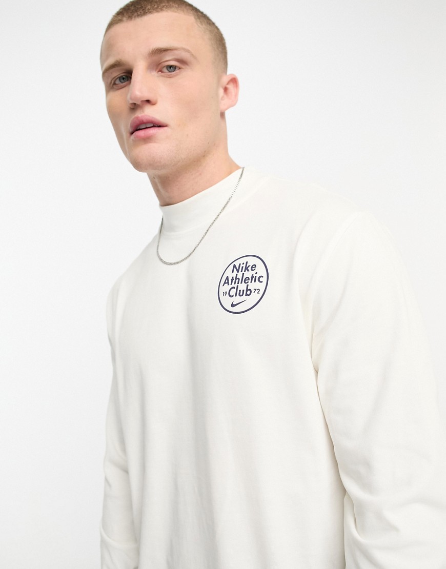 Nike Trend mock neck t-shirt in cream-CREAM-White