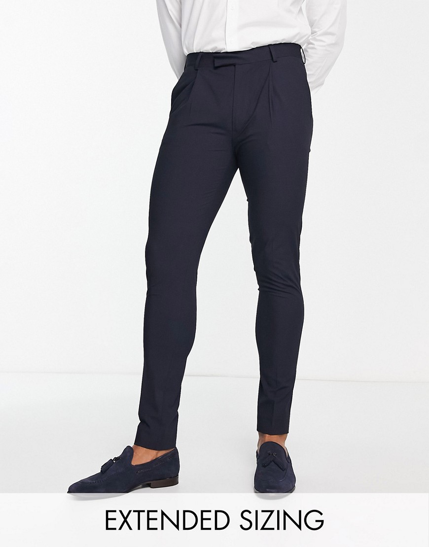 Noak ’Camden’ super skinny premium fabric suit trousers in navy with stretch