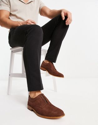 made in Portugal brogue shoes in brown suede