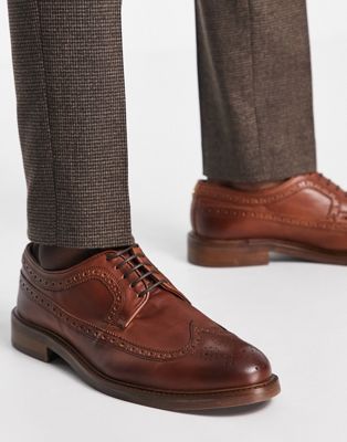 made in Portugal brogue shoes with chunky sole in brown leather
