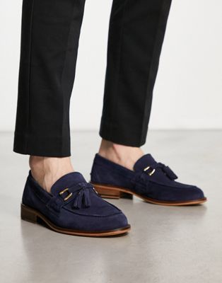 made in Portugal loafers in navy suede