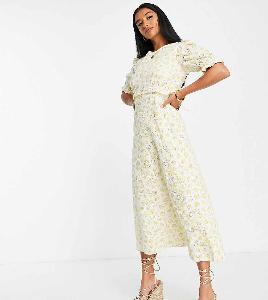 Nobody’s Child Petite Felicia floral print maxi dress in yellow