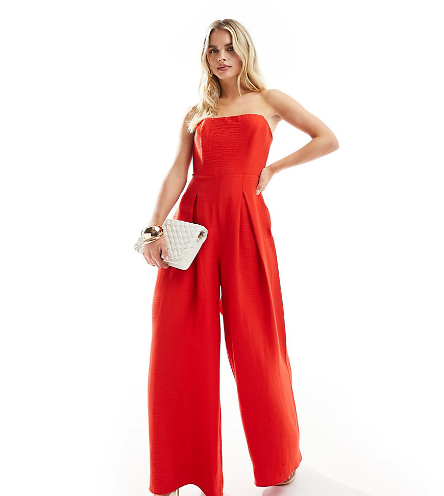 Nobody’s Child Petite Rory structured wide leg jumpsuit in red-White