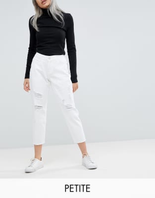 Noisy May Petite Destroyed Knee Mom Fit Jeans
