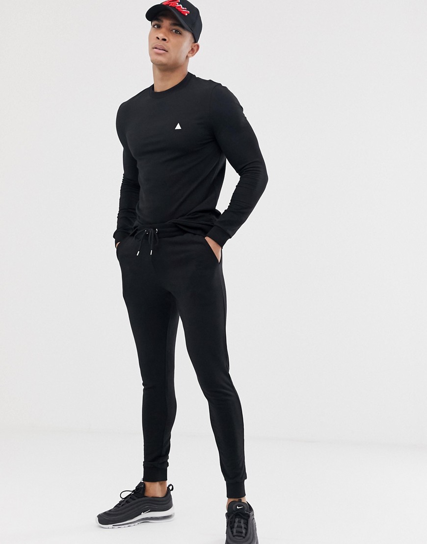 фото Облегающий спортивный костюм с треугольником asos design-черный