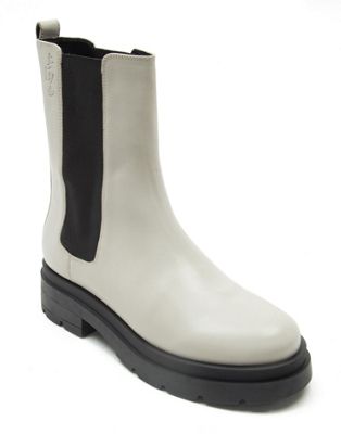 bank leather long chelsea boots in white