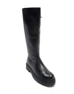 bond leather knee high biker boots in black