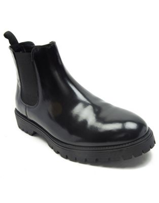 chase slip on chelsea leather boots in black