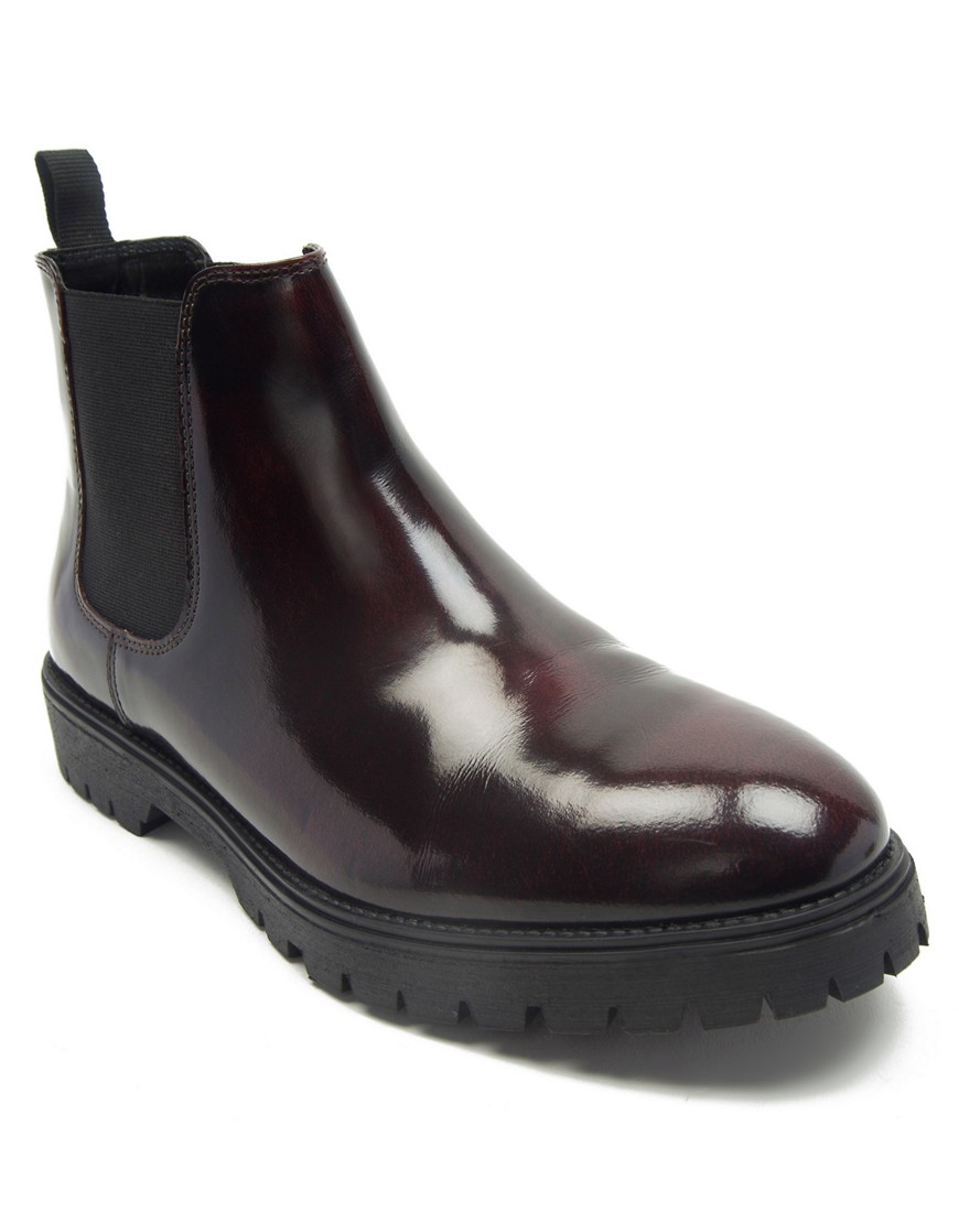 Off The Hook chase slip on chelsea leather boots in bordo-Red