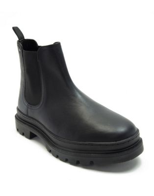 harrison slip on chelsea leather boots in black