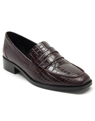 kew slip on loafer leather shoe in burgundy