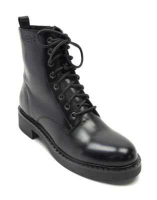 lane biker leather high ankle boots in black