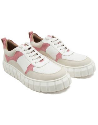 lords lightweight walking leather lace-up trainers shoes in white