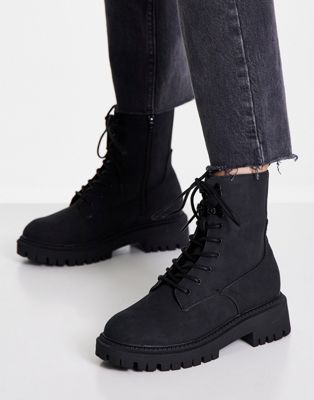 affected chunky lace up ankle boots in black