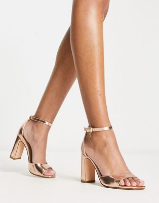 hesitation heeled sandals in rose gold